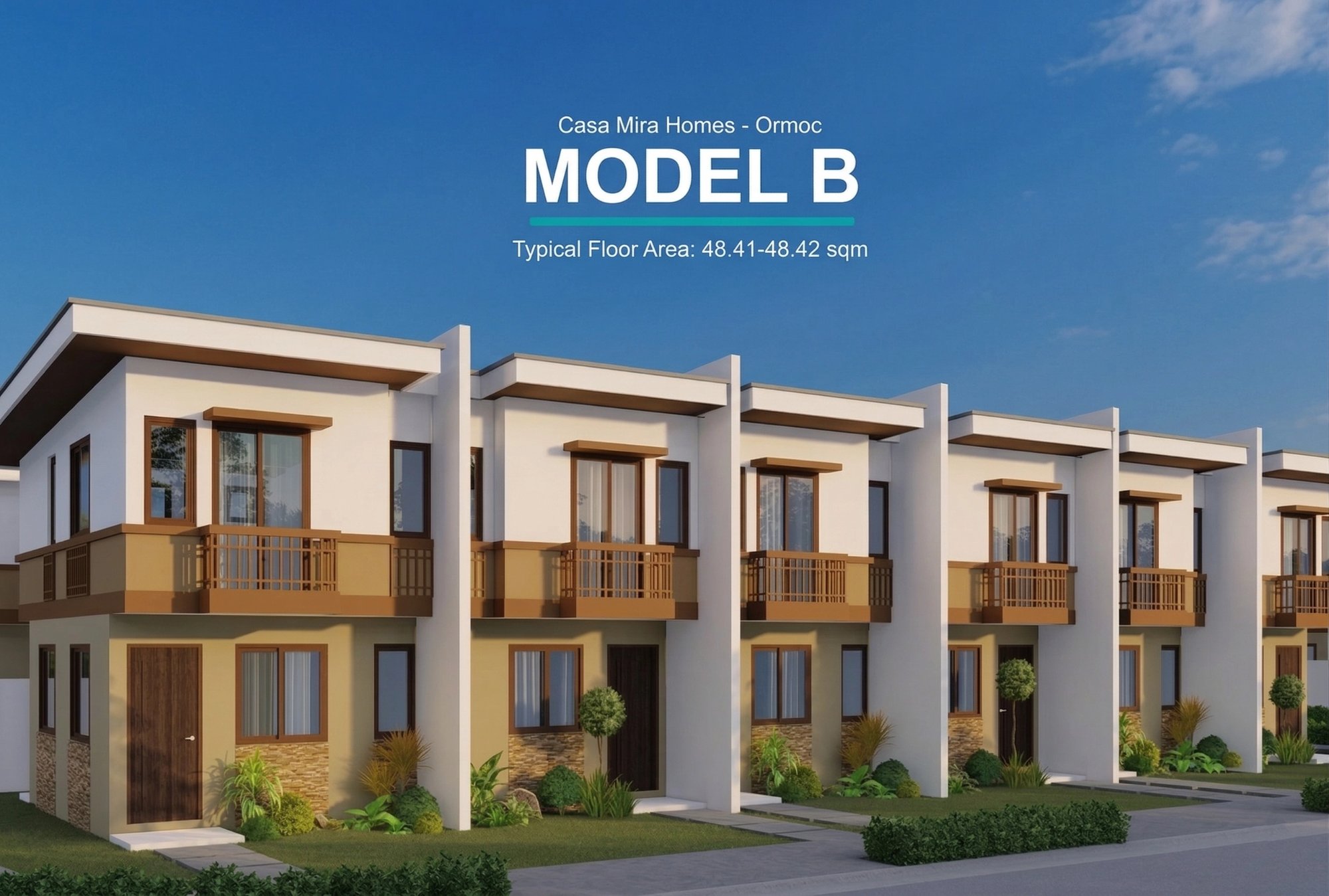 Casa Mira Prime Ormoc Model B townhouse render and floor plan